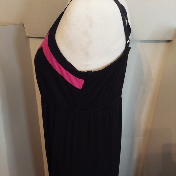 Chelsea & Theodore Dress Black and Pink Midi Sleeveless Summer Coastal - Picture 3 of 7